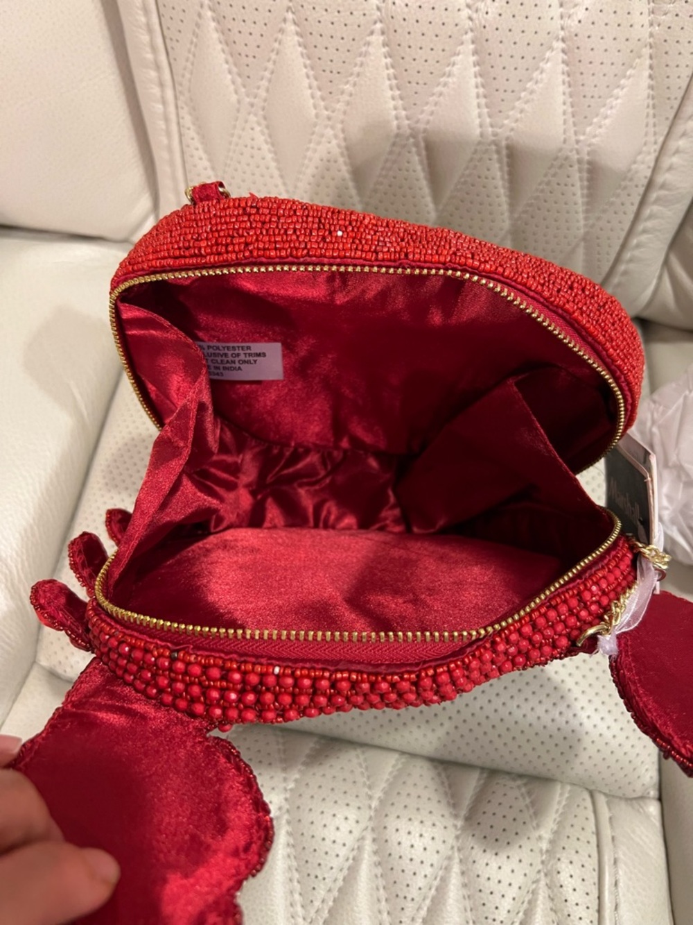 Beaded Crab-Shaped Crossbody Bag - Red & Orange - Picture 4 of 4